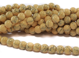8 mm Lys gul syntetic turkis, 1/1 streng